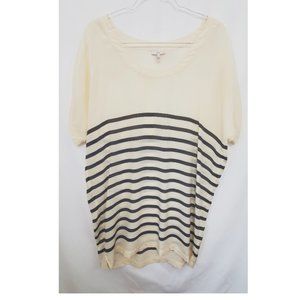 JOIE Cream French Stripe Matte Silk Tunic Top EUC